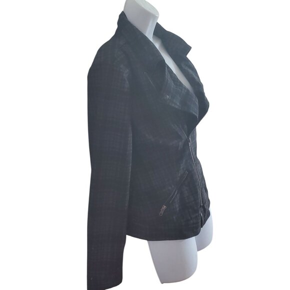 Liverpool Jeans Co Plaid Zip-Up Jacket With Asymmetrical Zipper For‎ Women - Picture 8 of 12